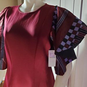 New burgundy dress made with African print